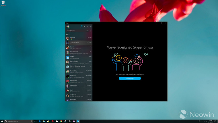 微软Win10秋季创意者更新：优化Skype并加入毛玻璃特效