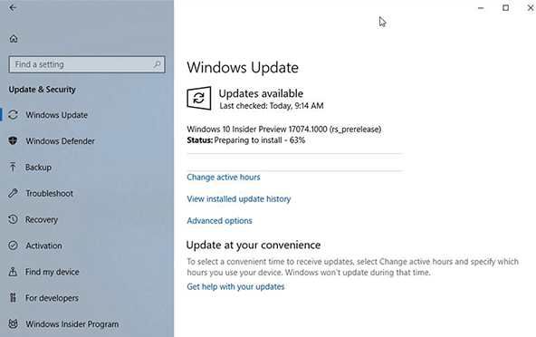 Windows 10 RS4快速预览版17074推送