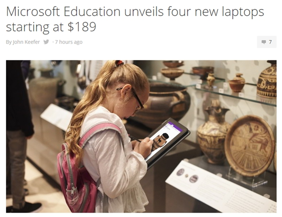 微软推出四款面向教育市场的笔记本