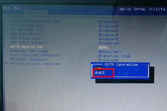 戴尔笔记本bios设置硬盘模式为AHCI教程