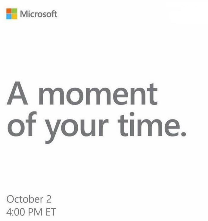 微软宣布10月2日举办软硬件新品发布会