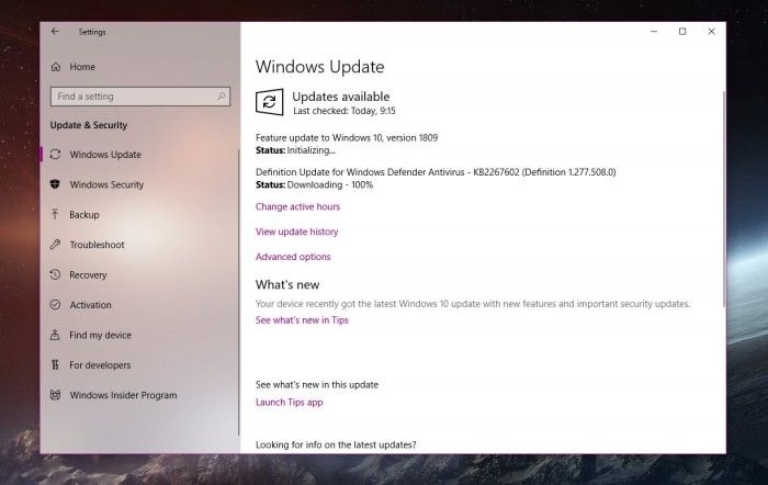 微软发布Windows 10 2018年十月更新（版本1809）