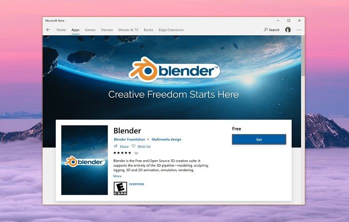 Windows 10应用商店已经上架开源3D软件Blender