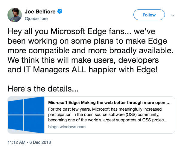 微软Edge博客：通过更多开源协作使网络变得更好