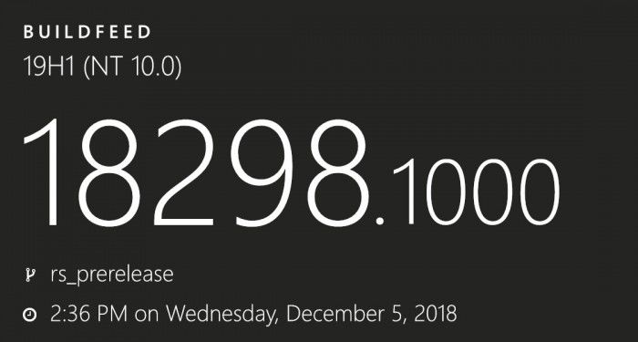 微软发布了Windows 10 Insider预览版Build 18298