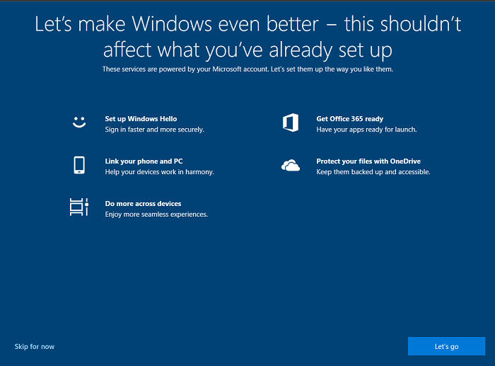 微软向新装Windows 10的PC用户推广五大功能