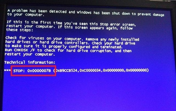 电脑开机蓝屏提示stop 0x0000007b的解决方法